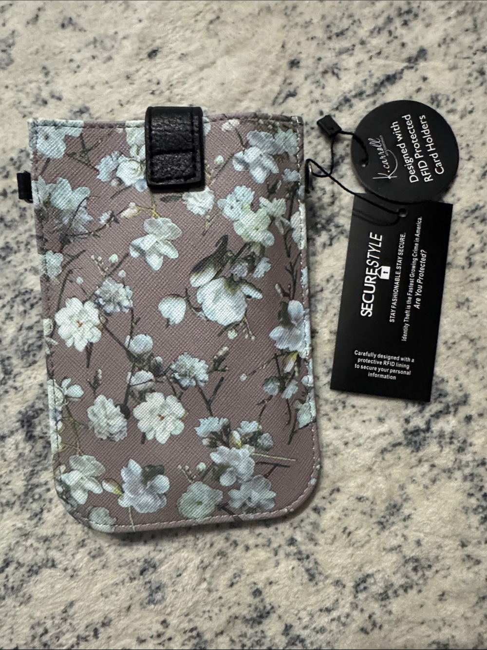 Floral RFID Phone Sleeve in Mauve
